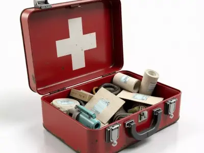 Open Vintage First Aid Kit 3D Model Survival Loot Low-poly 3D model