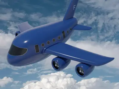 Cartoon Airplane Low-poly 3D model purchase