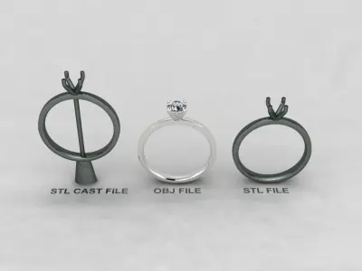 Solitaire Tappered Shank Engagement Ring 5mm Center Stone Size 7 3D print model
