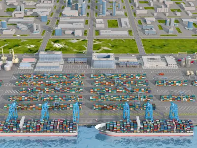 Freight terminal port 3D model