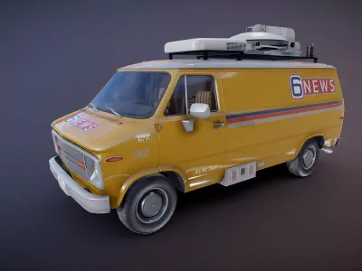 80s News van Low-poly 3D model