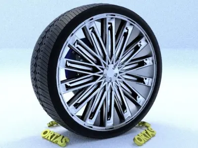 ORTAS CAR RIM 48 GAME READY RIM TIRE AND DISC 3D model