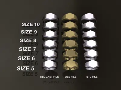 Signet Hexagon Ring Band Mix Size 5 6 7 8 9 10 3D print model