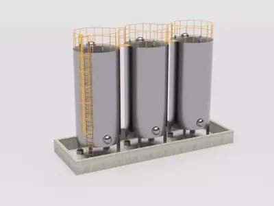 Industrial Storage Tanks - Vertical Steel Tank System 3D model