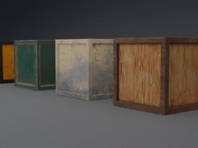 Crates - 4 different and distinct 4k PBR materials  Low-poly 3D model