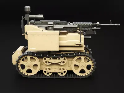 Military Tracked Robot Desert Camouflage Low-poly 3D model