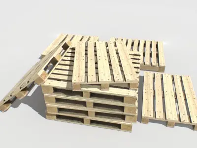 Industrial Wooden Pallet 6 Low-poly 3D model