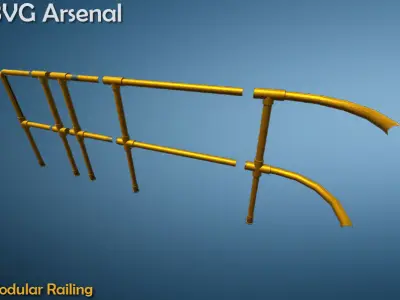 Modular Railing Low-poly 3D model