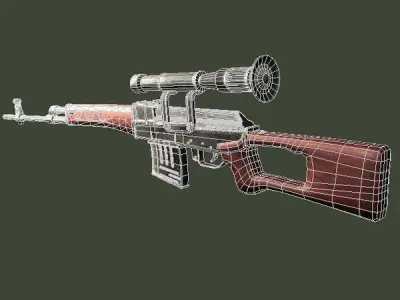 SVD sniper rifle Low-poly 3D model
