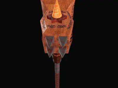 Hammer1 Lowpoly axe with design Low-poly 3D model