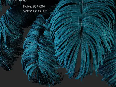 Natural Ostrich Feather Modern Chandelier 3D model