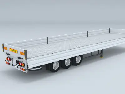 Flatbed Trailer For Semi Truck Low-poly model -3D Printer Models 3D model