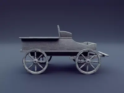 horse wagon animated 3D model