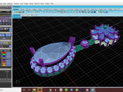 Stone  Diamonds Pendant 3D Model  3D model