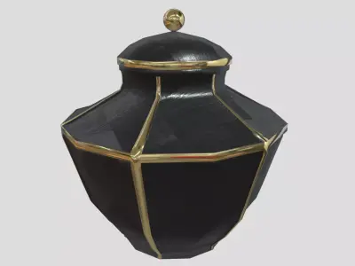 Antique gold ceramic vase Low-poly 3D model