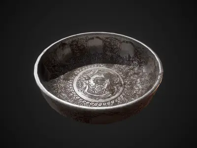 PBR Silver Bowl Low-poly 3D model