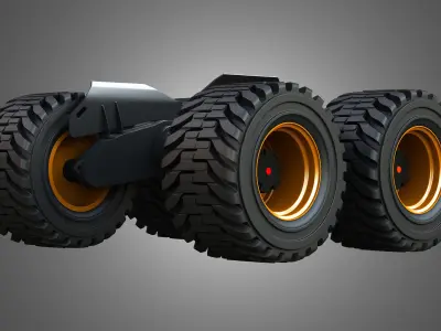 H21D Forestry Harvester Wheels and Tires with Suspension 3D model