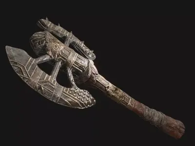 Medieval Axe for Games Low-poly 3D model