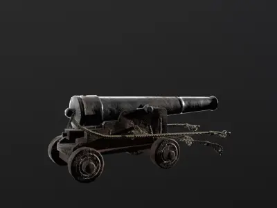 Low poly 3D model of an 18th century naval cannon Low-poly 3D model