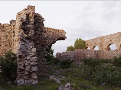 Modular Brick Stone Ruin Set Pbr Scan 3D model