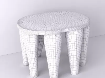 Antique White Nupe Stool 3D model