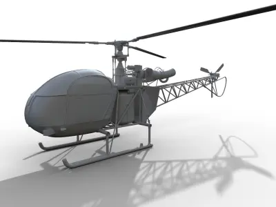SA 315B Lama HALCheetah Helicopter  Game Ready 3D Model Low-poly 3D model