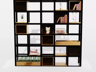 Bookshelve 3D Model bookcase with bookshelves and shelves Free 3D model