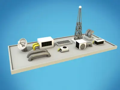 Cartoon Roof Technics Low-poly 3D model