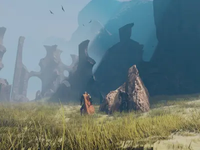 medieval ruins damaged castles blender scene  Low-poly 3D model