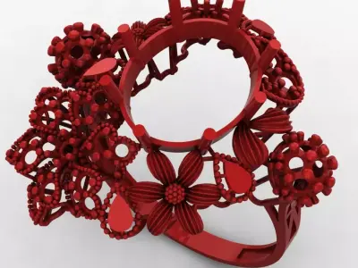 10 US FANCY COCKTAIL RINGS LOT 3D print model