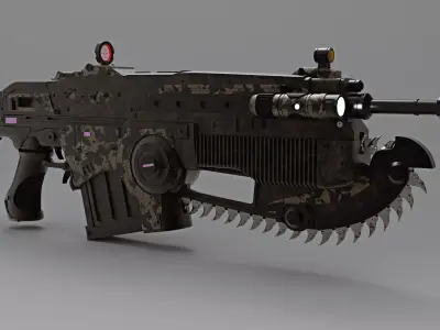 Weapons gun with blade 3D model