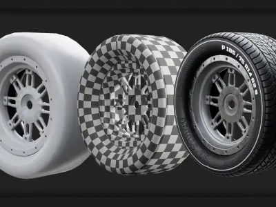 40 Tires and Rims 3D Model - Game Ready Low-poly 3D model