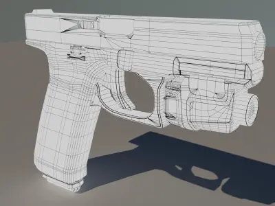 pistol Low-poly 3D model 3