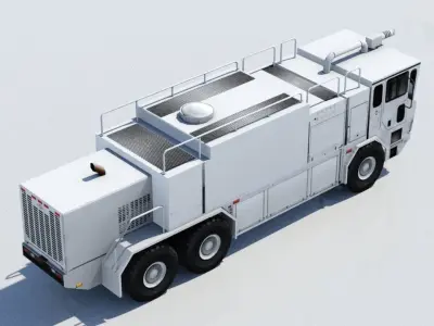 US Titan 6x6 Airport Fire Truck ARFF Low Poly Blank Static Low-poly 3D model