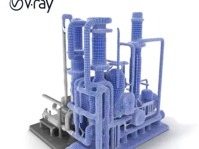 Industrial Chemical Plant Model Pack Low-poly 3D model