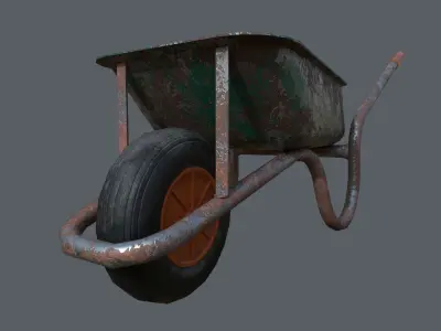 Rusty Wheelbarrow Free low-poly 3D model