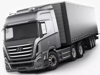 Hyundai Xcient with trailer 3D model