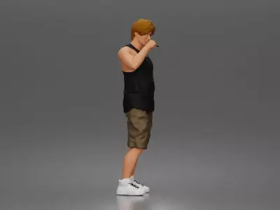 Relaxed tank and shorts smoking moment with urban cool 3D print model