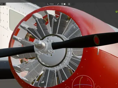 Vintage airplane Beech 18 in Navy Livery 3D model