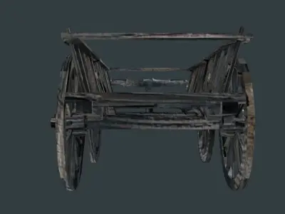 old wood ox cart Low-poly 3D model
