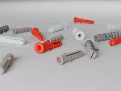 High-Detail Subdividable Wall Plug Set - Dowel 3D model