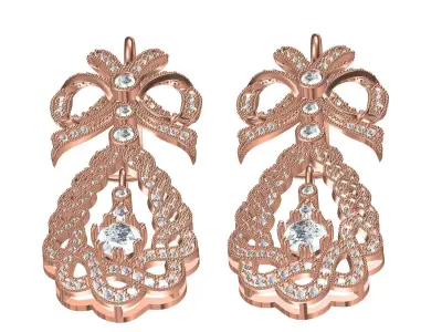 Antique Art Deco Style Bow Earring 3D print model