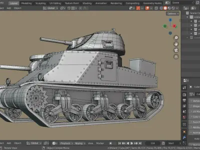 M3 GRANT TANK BASE MESH Low-poly 3D model