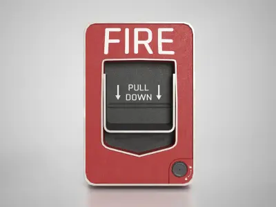 Fire Alarm Pull Station System - gameready Low-poly 3D model