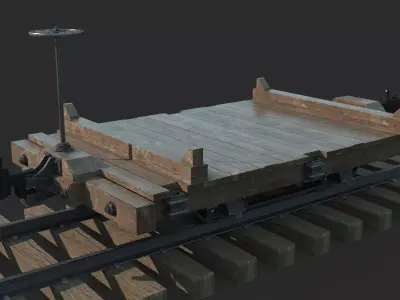 Old-fashioned vehicle rail transport vehicle 3D model