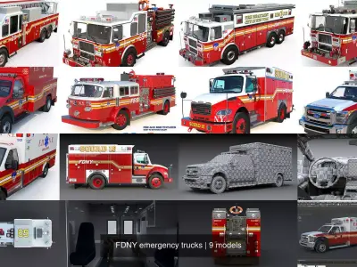FDNY emergency trucks 3D Model Pack
