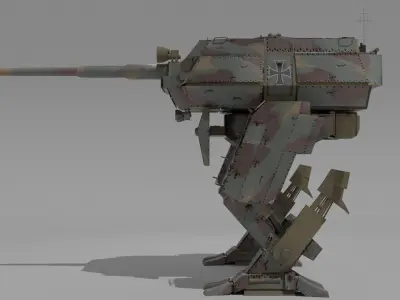 Destroyer Mech Walker with RIG and LOWPOLY Forest Camo Low-poly 3D model