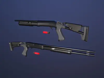 CM353 Shotgun Game Ready 5 Textures Low-poly 3D model Low-poly 3D model