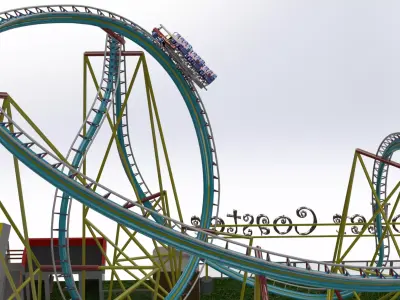 High Detail Roller Coaster 3D Model  Real Scale Amusement Ride 3D model