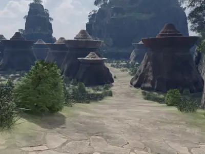 Mystical Village On A Mountain Path 3D model